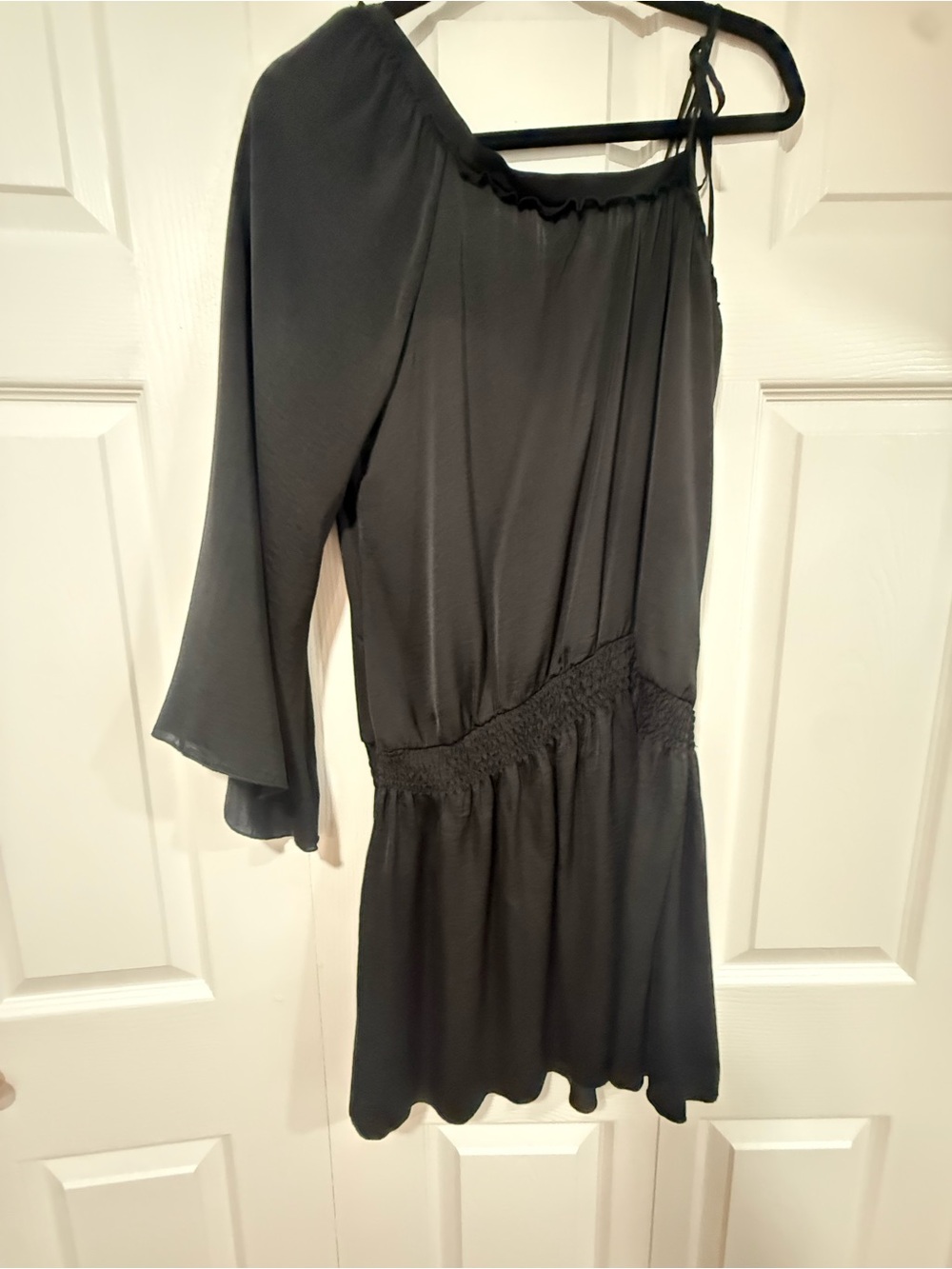 Hale Bob Black One-Shoulder Mini Dress